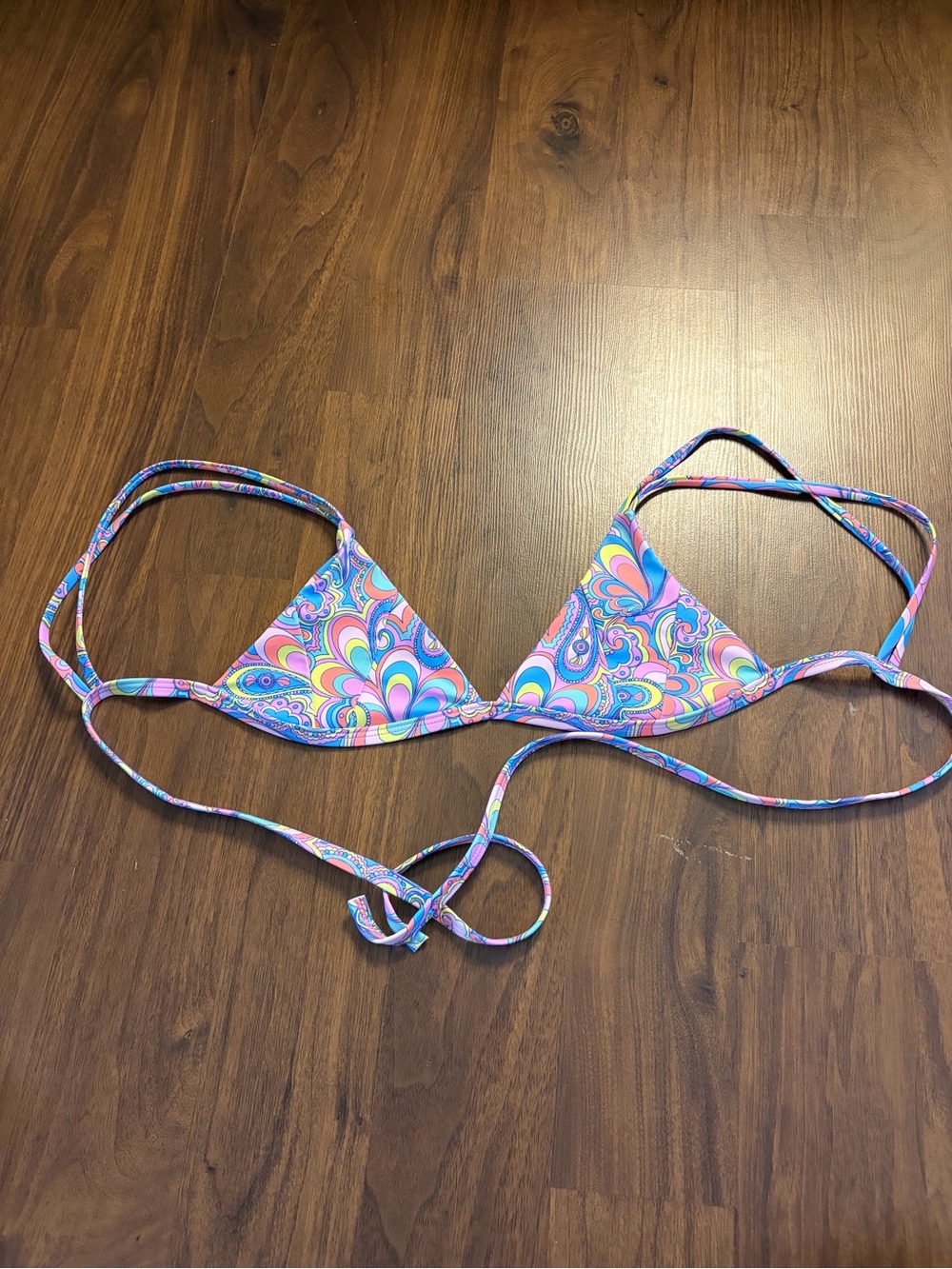 Kulani Kinis Multi-Color Paisley Triangle Bikini Top
